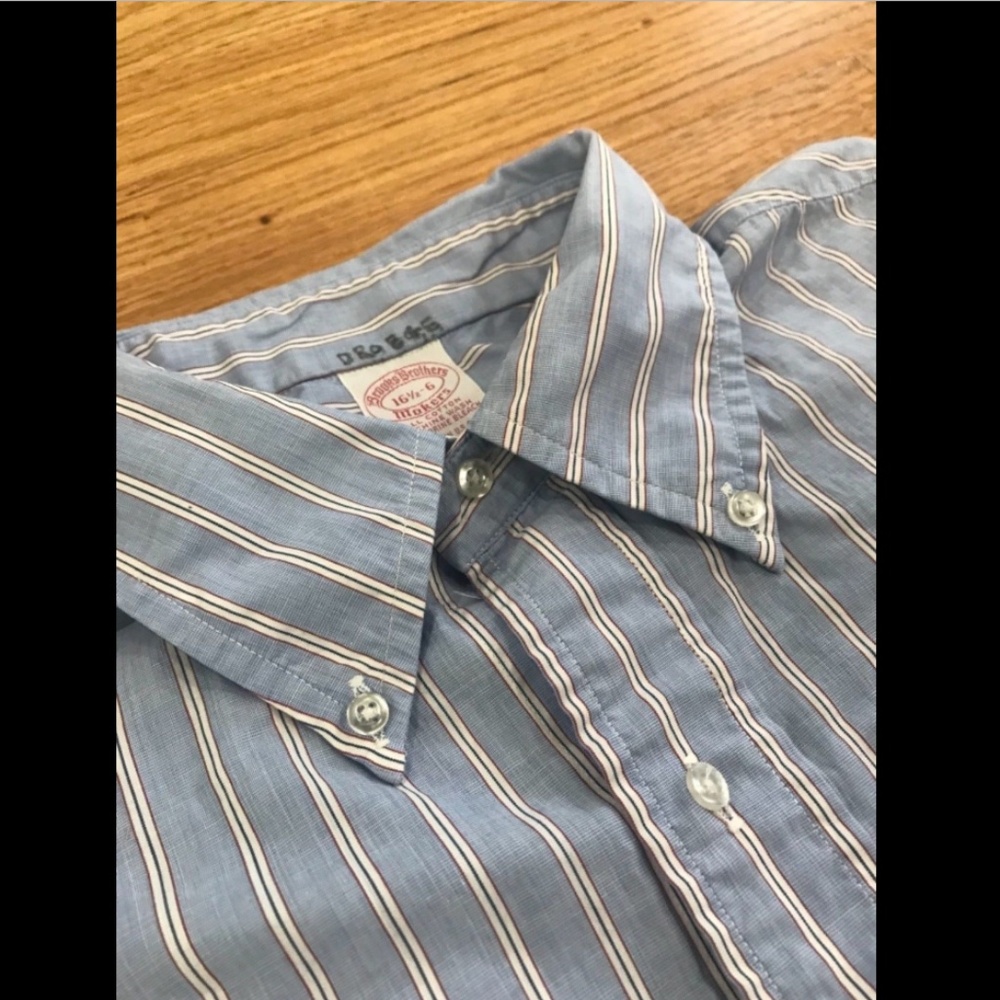 Brooks Brothers Blue Striped Button Down Collar